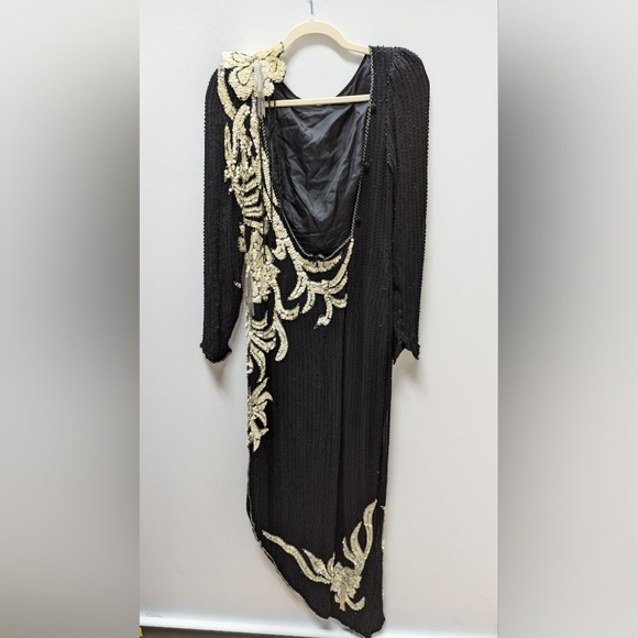 Alyce Designs Black/Beige Sequin Asymmetrical Dress - Picture 2 of 2